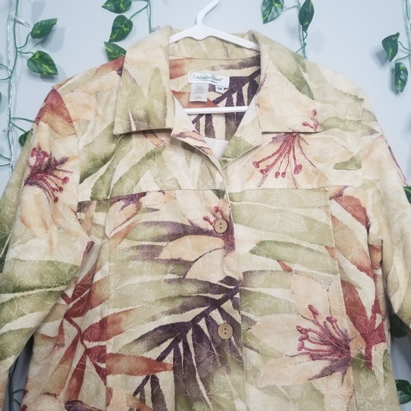 Coldwater Creek Tropical Womens M Cotton Button up Long Sleeve Jacket - Picture 2 of 12